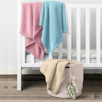 Imagem de Manta Cobertor Kit 3 pçs c/ 1 Comfy Rosa 2 Pipoquinha Branco