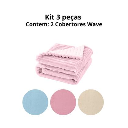 Imagem de Manta Cobertor Kit 3 peças com 1 Comfy Rosa 2 Wave Rosa