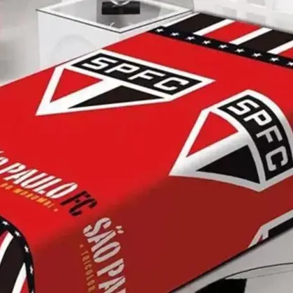 Imagem de Manta Cobertor Solteiro Time Futebol São Paulo Futebol Clube Tricolor Microfibra 1,50X2,00m Jolitex