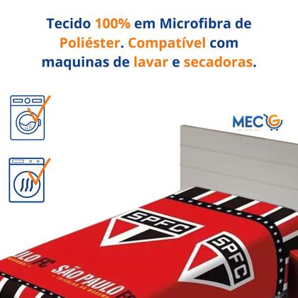 Imagem de Manta Cobertor Solteiro Time Futebol São Paulo Futebol Clube Tricolor Microfibra 1,50X2,00m Jolitex