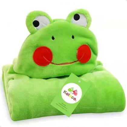 Imagem de Manta Cobertor Toalha de Banho com Capuz para Bebê Criança Lorben Manto Bichinhos Fleece Macio