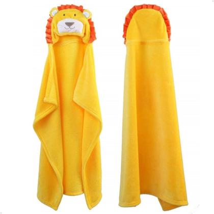 Imagem de Manta Cobertor Toalha de Banho com Capuz para Bebê Criança Lorben Manto Bichinhos Fleece Macio