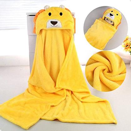 Imagem de Manta Cobertor Toalha de Banho com Capuz para Bebê Criança Lorben Manto Bichinhos Fleece Macio