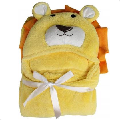 Imagem de Manta Cobertor Toalha de Banho com Capuz para Bebê Criança Lorben Manto Bichinhos Fleece Macio