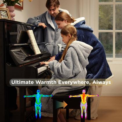 Imagem de Manta com Capuz Bedsure Sherpa Ocean Blue - Adultos e Crianças