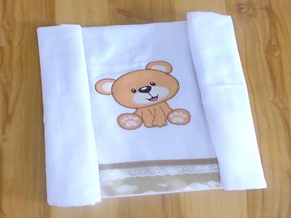 Imagem de Manta de Bebê Cueiro + Fraldinhas de Boca 100 Algodão com Bordado