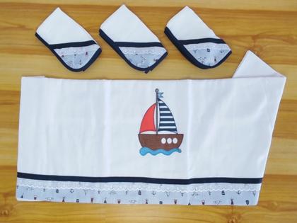 Imagem de Manta de Bebê Cueiro + Fraldinhas de Boca 100 Algodão com Bordado