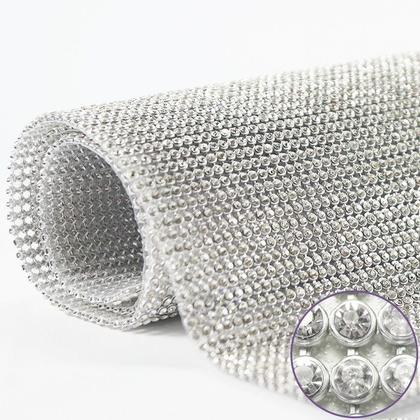 Imagem de Manta de Strass Original 20 fileiras Para Artesanato Chinelo Dourada Prata