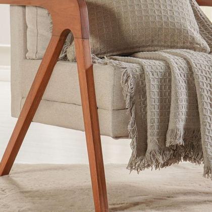 Imagem de Manta Decorativa Para Sofá Waffle 100% Algodão 120x150cm Cashmere