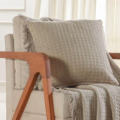 Imagem de Manta Decorativa Para Sofá Waffle 100% Algodão 120x150cm Cashmere