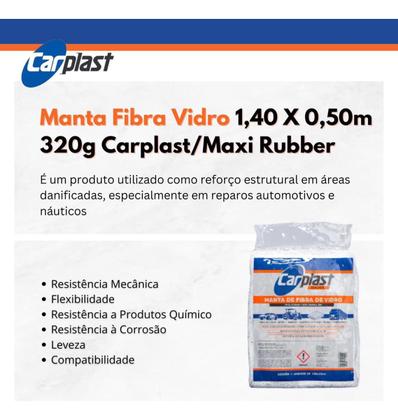 Imagem de Manta Fibra De Vidro Reforço Laminação 1,40m X 33cm Carplast