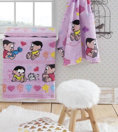 Imagem de Manta Flannel Turma Mônica Infantil Rosa Jolitex 90X110Cm