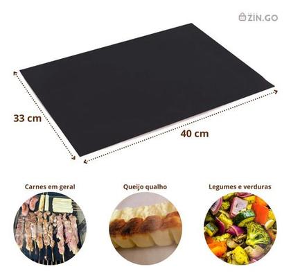 Imagem de Manta Grill Antiaderente P/ Chapa Grelha Churrasqueira Forno