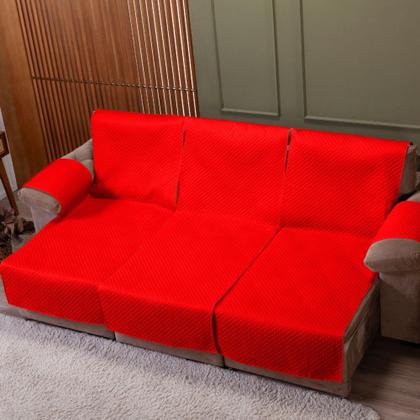 Imagem de Manta Impermeável para Sofá Retrátil e Reclinável 3 Lugares 2,40 Metros Com Bolso Lateral e Elástico