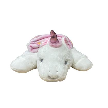 Imagem de Manta para Bebê Unicórnio Branco e Rosa Le Petit com Travesseiro Corttex