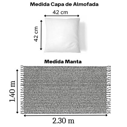 Imagem de Manta Para Sofá Bege + 2 Capas de Almofada Laranja