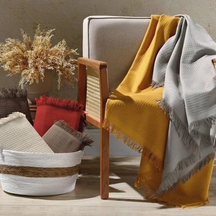 Imagem de Manta para Sofá Gigante 100 Algodão Com Franjas Marrocos Piquet Dohler