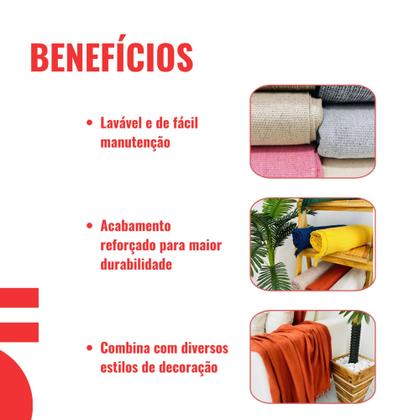 Imagem de Manta Para Sofa Gigante Casal Grande 2,40m x 1,80m Decorativa Luxuosa Algodão