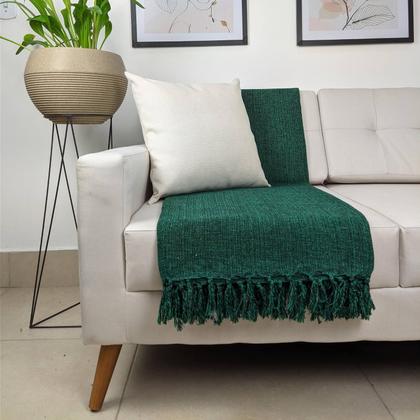 Imagem de Manta Para Sofá Gigante Decorativa Verde Escuro 240x180