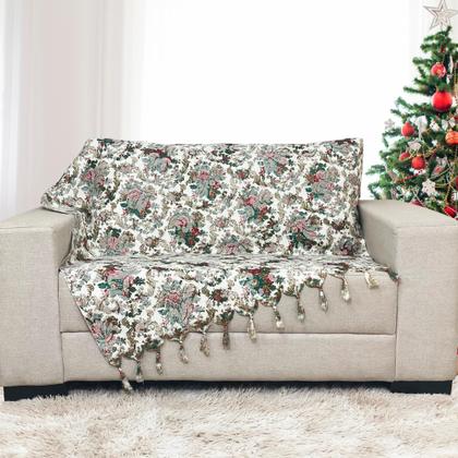 Imagem de Manta Para Sofá Modelo Natal Tradicional com 3 capas de Almofada 45x45