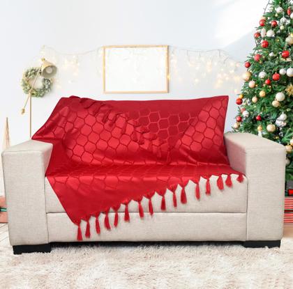 Imagem de Manta Para Sofá Modelo Natal Tradicional com 3 capas de Almofada 45x45
