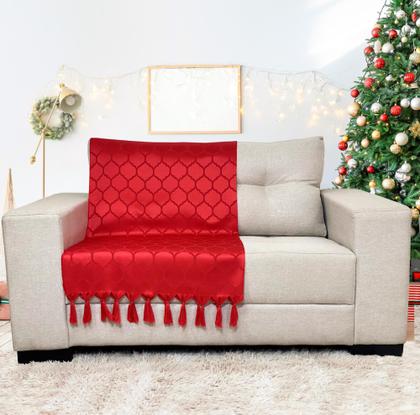 Imagem de Manta Para Sofá Modelo Natal Tradicional com 3 capas de Almofada 45x45