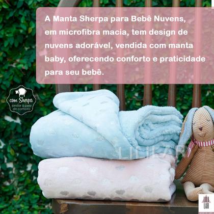 Imagem de Manta Sherpa Dupla Face Nuvenzinhas Bebê Cobertor Microfibra