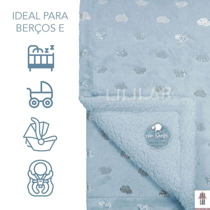 Imagem de Manta Sherpa Dupla Face Nuvenzinhas Bebê Cobertor Microfibra
