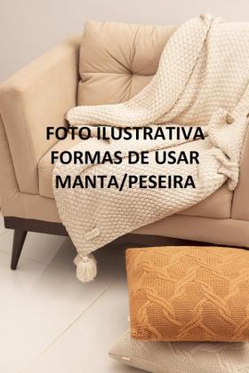 Imagem de Manta Sofa Sala E Cama Queen Tricot Pompom 230X60 Mostarda