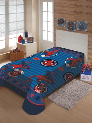 Imagem de Manta Soft Azul Microfibra Marvel Homem Aranha Spider-Man Jolitex