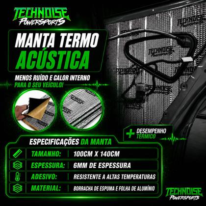 Imagem de Manta Termo Acústica Technoise Automotiva 100x140cm 6mm Alumínio Adesiva Isolante Térmica Para Capô Porta Assoalho Porta Malas Reduz Calor Ruído Som