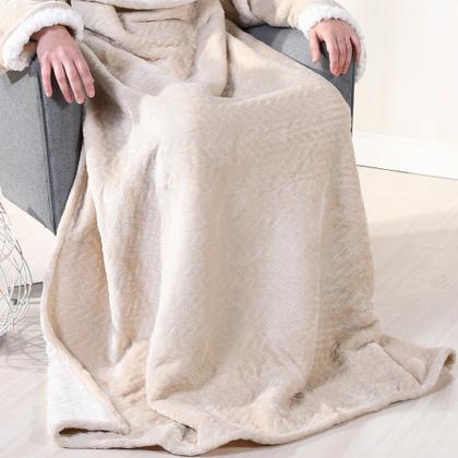 Imagem de Manta TV com Mangas Dupla Face Toque Flannel + Sherpa Lã de Carneiro