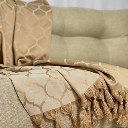 Imagem de Manta Xale de Sofá e Cama Jacquard Colmeia Decorativa