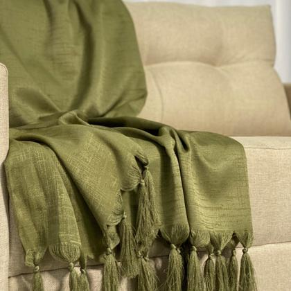 Imagem de Manta Xale Lisa Jacquard Com 2 Capas De Almofada