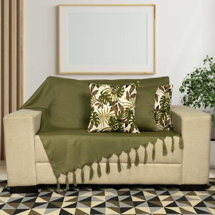 Imagem de Manta Xale Lisa Jacquard Com 2 Capas De Almofada