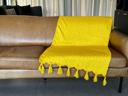 Imagem de Manta Xale Para Sofá 1,80 X 1,40 Tecido Jacquard com Franja  + 2 Capas de Almofada - Decorame