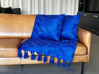 Imagem de Manta Xale Para Sofá 1,80 X 1,40 Tecido Jacquard com Franja  + 2 Capas de Almofada - Decorame