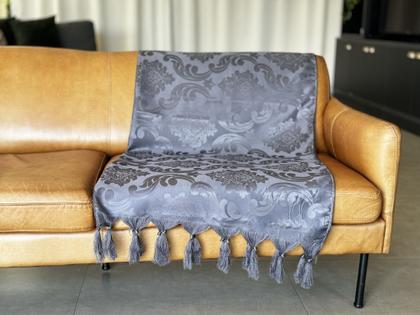 Imagem de Manta Xale Para Sofá 1,80 X 1,40 Tecido Jacquard com Franja  + 2 Capas de Almofada - Decorame