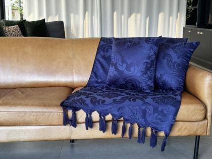 Imagem de Manta Xale Para Sofá 1,80 X 1,40 Tecido Jacquard com Franja  + 2 Capas de Almofada - Decorame