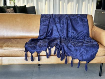 Imagem de Manta Xale Para Sofá 1,80 X 1,40 Tecido Jacquard com Franja  + 2 Capas de Almofada - Decorame