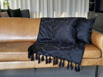 Imagem de Manta Xale Para Sofá 1,80 X 1,40 Tecido Jacquard com Franja  + 2 Capas de Almofada - Decorame