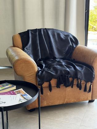 Imagem de Manta Xale Para Sofá 1,80 X 1,40 Tecido Jacquard com Franja  + 2 Capas de Almofada - Decorame