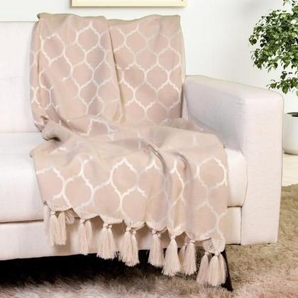 Imagem de Manta Xale Para Sofá 2,30 X 1,40 Tecido Jacquard com Franja  Decorame