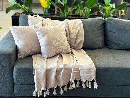 Imagem de Manta Xale Para Sofá 2,30 X 1,40 Tecido Jacquard com Franja  Decorame