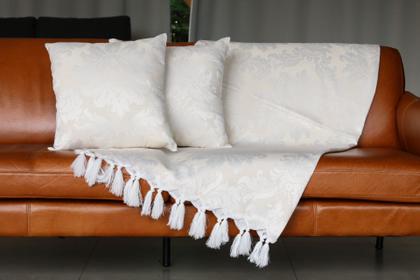 Imagem de Manta Xale Para Sofá 2,30 X 1,40 Tecido Jacquard com Franja  Decorame