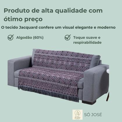 Imagem de Manta Xale Para Sofá Dupla Face Decorativa Com Franja 