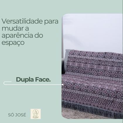 Imagem de Manta Xale Para Sofá Dupla Face Decorativa Com Franja 