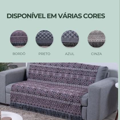 Imagem de Manta Xale Para Sofá Dupla Face Decorativa Com Franja 