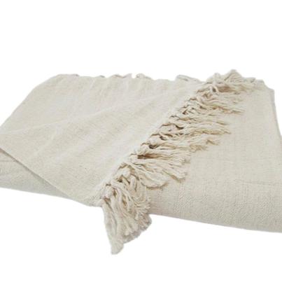 Imagem de Manta Xale para sofá e cama 2,70x2,20m CREME tear artesanal protetora decorativa gigante