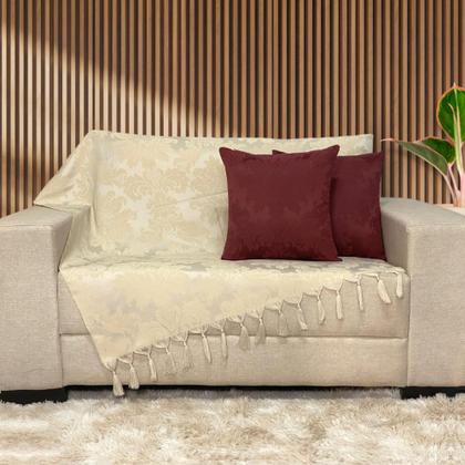 Imagem de Manta Xale para Sofá Jacquard Medalhão Grande Com 2 Capas Varias Cores